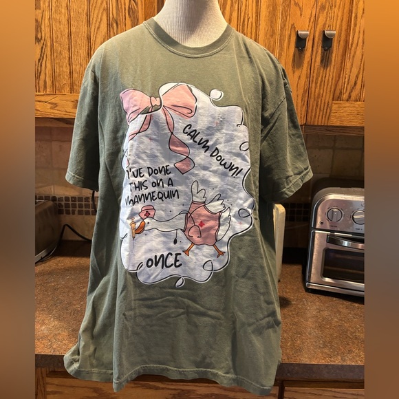 Comfort Colors Tops - Comfort Colors Olive Green Tee with Pink Nail Accent nursing student